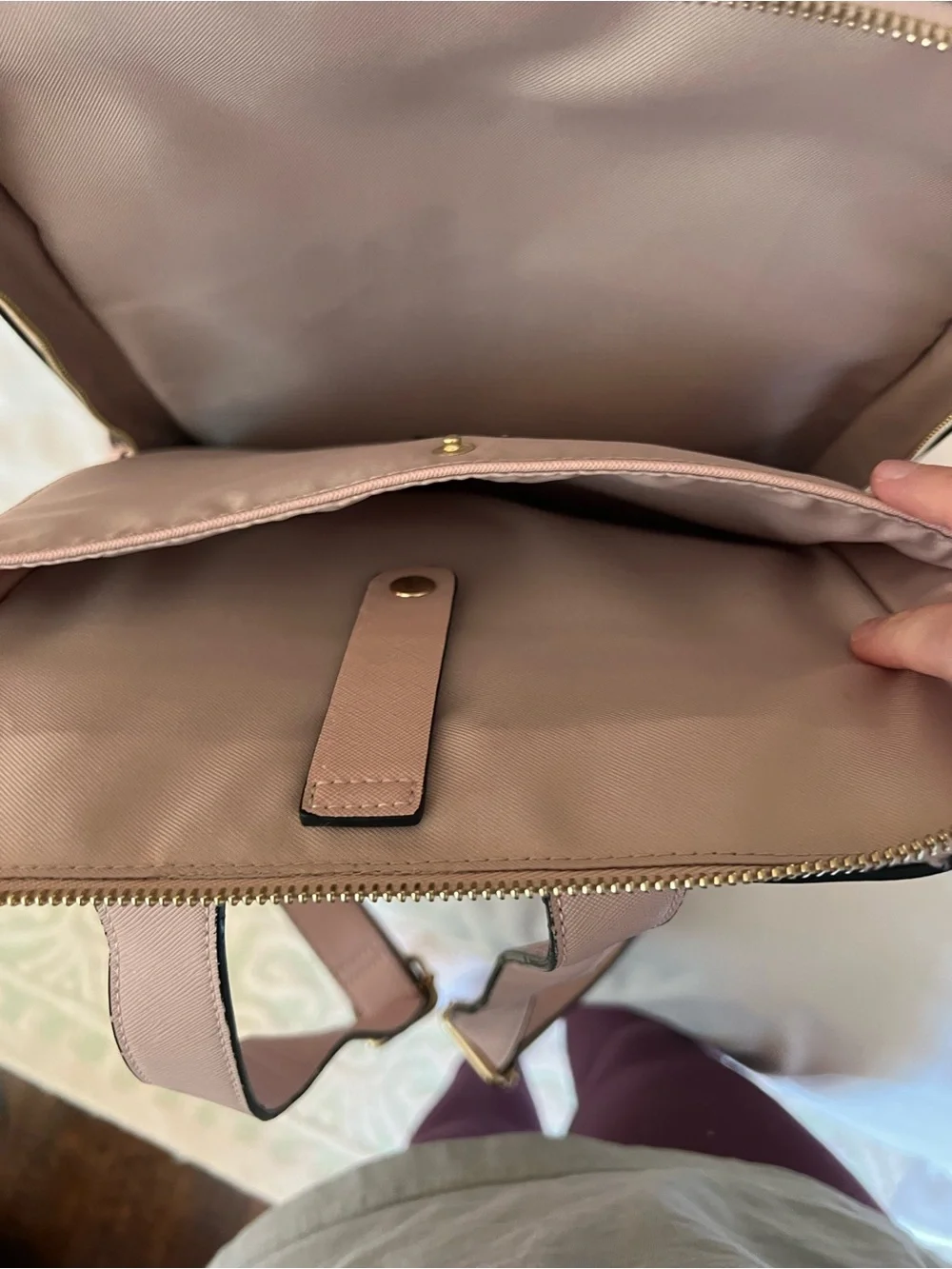 Calpak Pale Pink Structured Backpack with Braided Trim